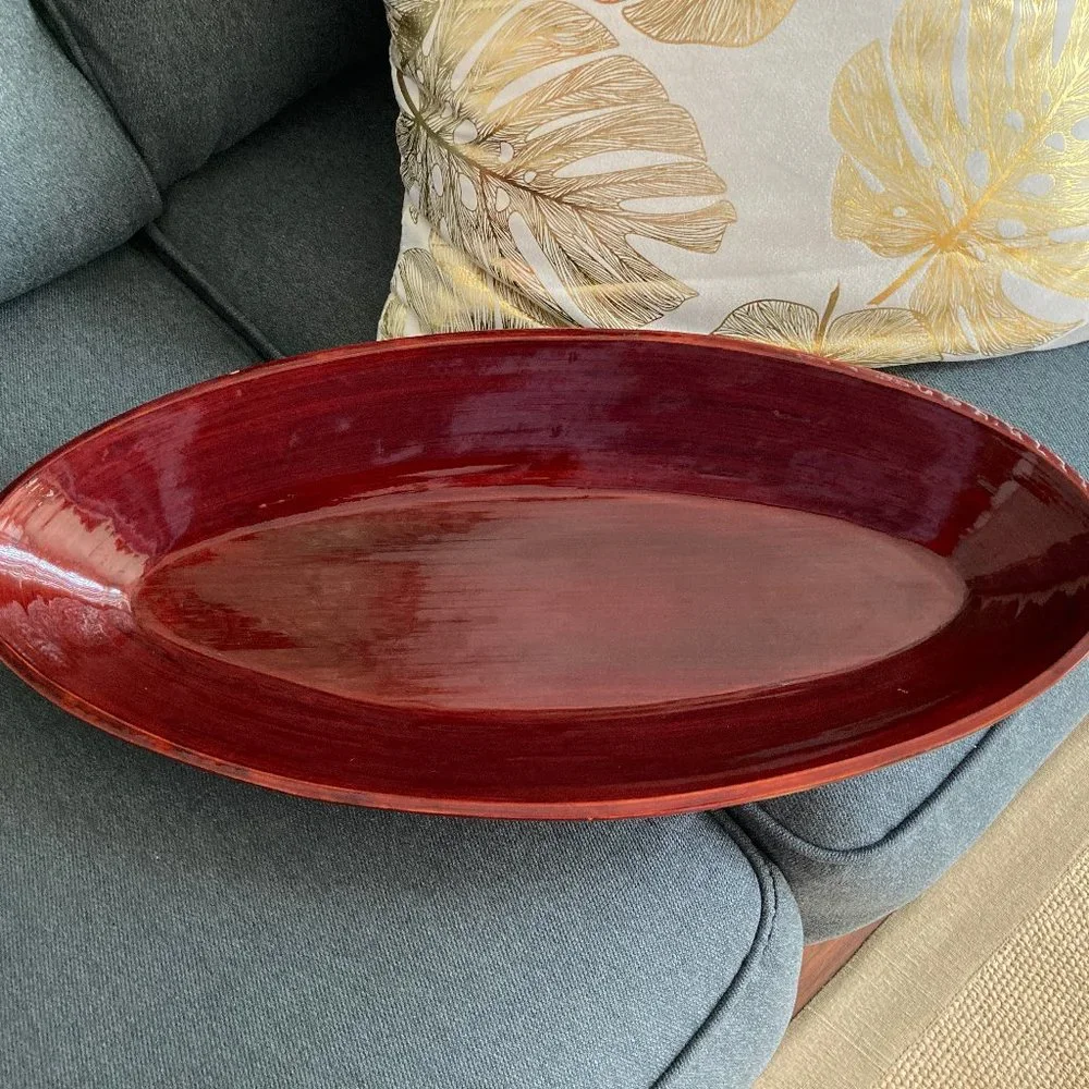 Z Gallerie Oval Bamboo Laquered Tray/Platter